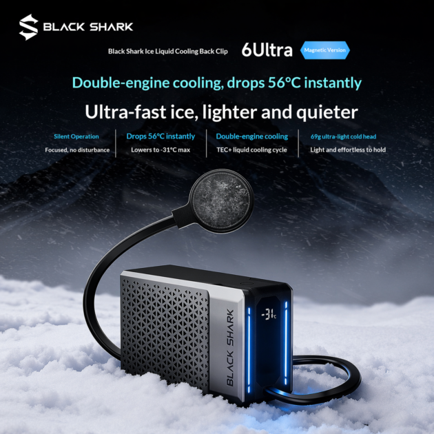 Black Shark 6 Ultra Liquid Cooling Semiconductor Phone Magnetic Cooler For Gaming